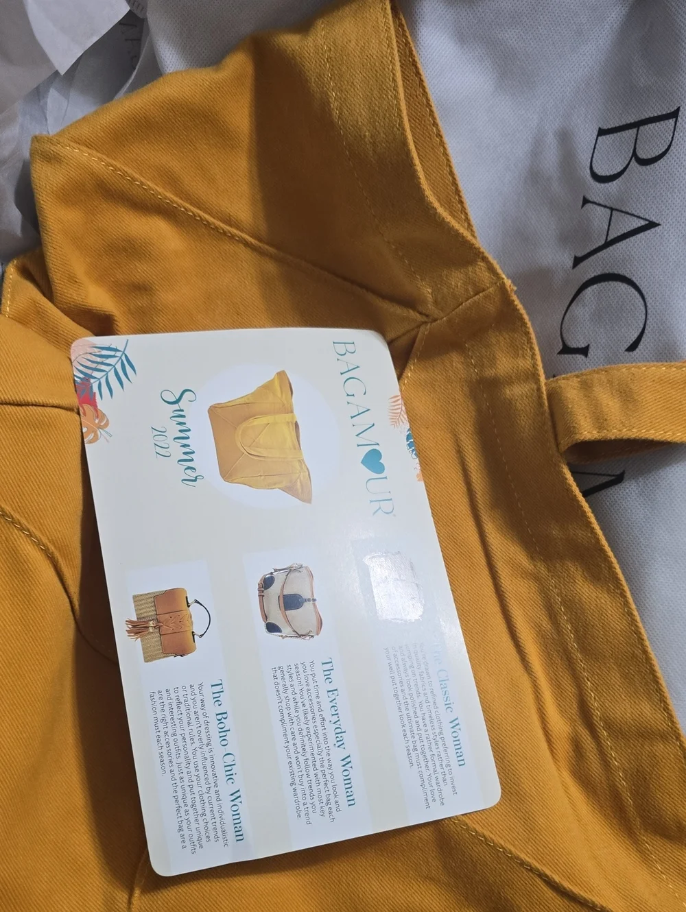 BAG AMOUR Mustard Yellow Canvas Tote